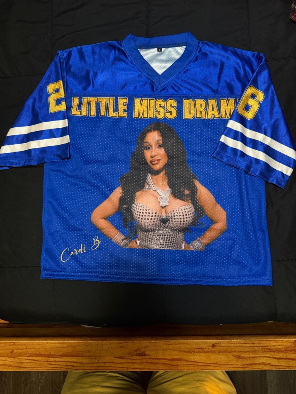 Blue 'Little Miss Dram' Graphic Jersey
